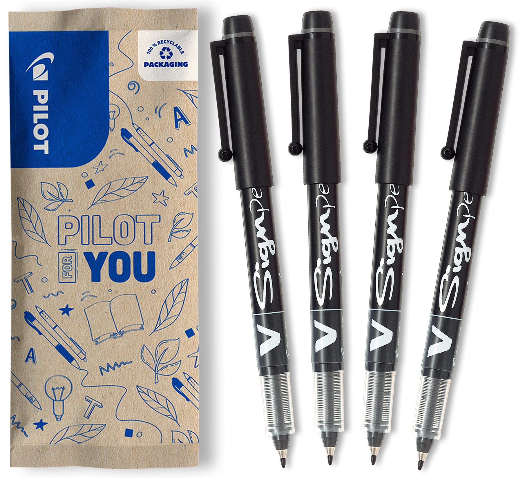 パイロット　ペン Amazon.com: Pilot V-Sign Pen Liquid Ink Tip - Black (Pack of 4